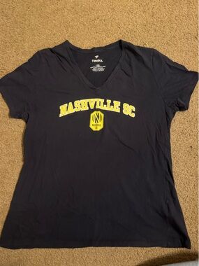 Fanatics Navy Nashville SC Short Sleeve Tee with Yellow Logo